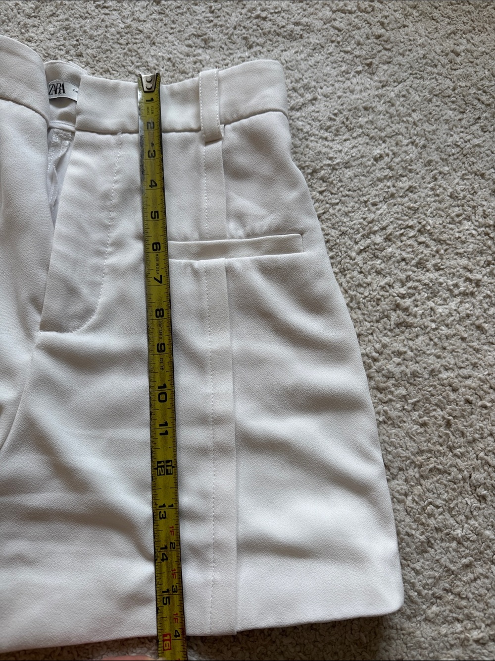 Zara White High-Waist Tailored Shorts - Picture 7 of 8